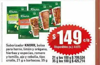 Cooperativa Obrera Saborizador knorr bolsa para horno limón y orégano hierbas especias romero y tomillo ajo y cebolla tipo criollo o barbacoa oferta
