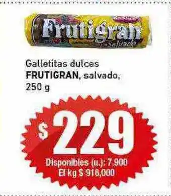 Galletitas dulces frutigran salvado