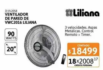 Cetrogar Ventilador de pared de vwc2016 liliana oferta