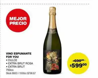 Atomo Conviene Vino espumante for you dulce extra brut rosa extra brut 750 cc oferta