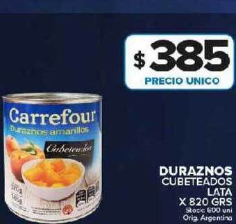 Carrefour Maxi Duraznos cubeteados lata oferta