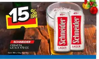 Carrefour Maxi Schneider cerveza lata x 473 cc oferta