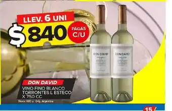 Carrefour Maxi Don david vino fino blanco torrontes l esteco x 750 cc oferta