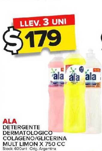 Carrefour Maxi Ala detergente dermatologico colageno-glicerina mult limon x 750 cc oferta