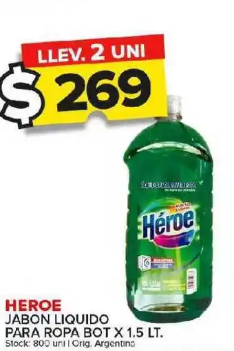 Carrefour Maxi Héroe jabon liquido para ropa bot x 1.5 lt oferta