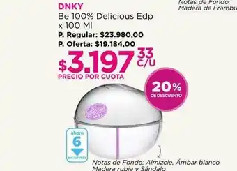Punto de Salud Dnky be 100% delicious edp 20% de descuento oferta