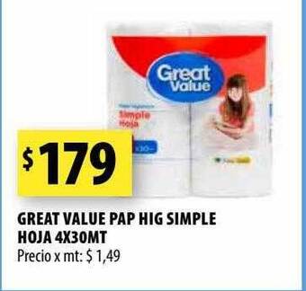Punto Mayorista Great value pap hig simple hoja oferta