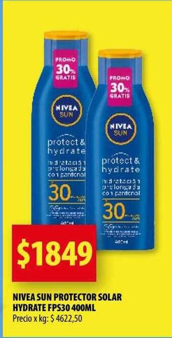 Punto Mayorista Nivea sun protector solar hydrate fps30 oferta