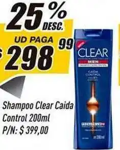 Shampoo clear caida control 25% desc.