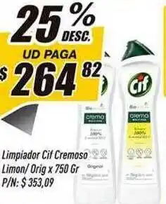 Limpiador cif cremoso limon orig 25% desc.