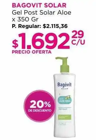 Punto de Salud Bagovit solar gel post solar aloe 20% de descuento oferta