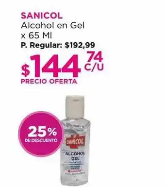 Punto de Salud Sanicol alcohol en gel 25% de descuento oferta