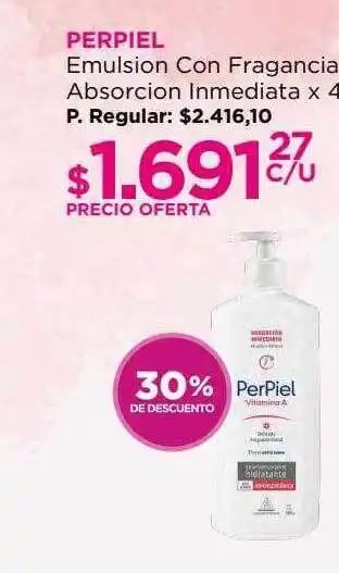 Punto de Salud Perpiel emulsion con fragancias absorcion inmediata 30% de descuento oferta