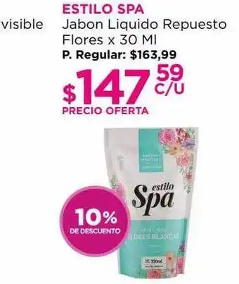 Punto de Salud Estilo spa jabon liquido repuesto flores 10% de descuento oferta
