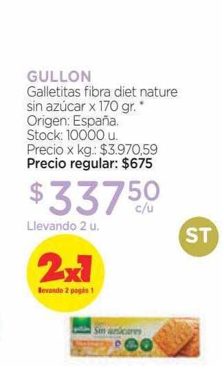 Farmacity Gullon galletitas fibra diet nature sin azúcar oferta