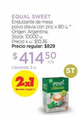 Farmacity Equal sweet endulzante de mesa polvo stevia con zinc oferta