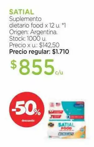 Farmacity Satial suplemento dietario food -50% descuento oferta