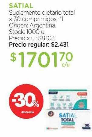 Farmacity Satial suplemento dietario total -30% descuento oferta
