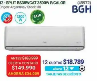 Hendel Split bs35wcat 3500w f-calor bgh oferta