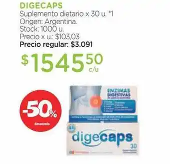 Farmacity Digecaps suplemento dietario -50% descuento oferta