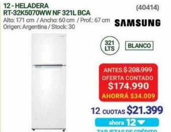 Hendel Heladera rt-32k5070ww nf 321l bca samsung oferta