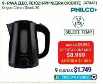 Hendel Pava elec. pe1821npp negra c-corte philco oferta