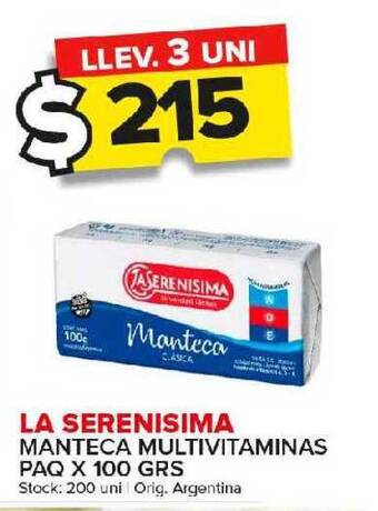 Carrefour Maxi La serenisima manteca multivitaminas paq oferta