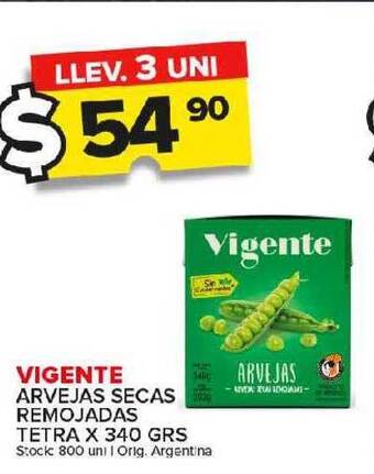 Carrefour Maxi Vigente arvejas secas remojadas tetra oferta