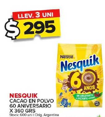 Carrefour Maxi Nesquik cacao en polvo 60 aniversario oferta