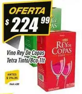 Vino rey de copas tetra tinto bco