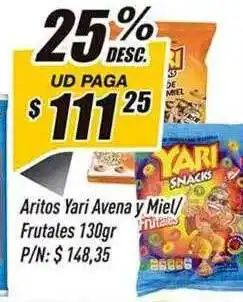Supermercados Comodin Aritos yari avena y miel frutales 25% desc. oferta