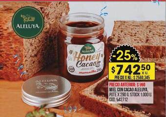 Coto Miel con cacao aleluya oferta