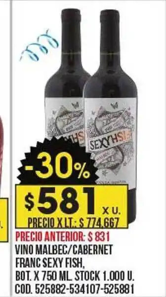 Coto Vino malbec-cabernet franc secy fish oferta