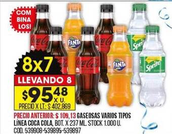 Coto Gaseosa varios tipos línea coca cola oferta