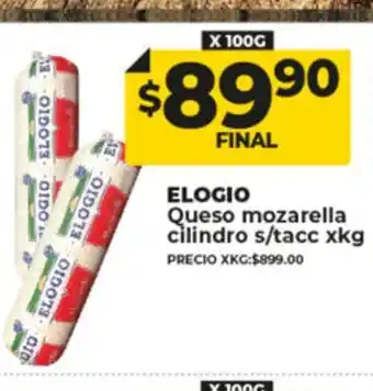 Supermayorista Vital Elogio Queso Mozzarella Cilindro s/tacc x kg oferta