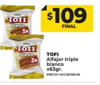 Supermayorista Vital Tofi Alfajor Triple Blanco x 63gr oferta