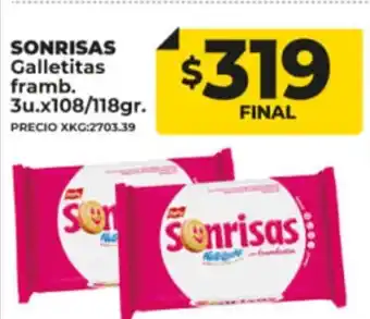Supermayorista Vital Sonrisas Galletitas Framb. 3u. x 108/118gr oferta