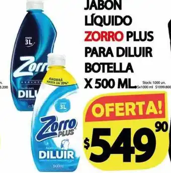 Supermercados Mariano Max Jabon líquido zorro plus para diluir botella oferta
