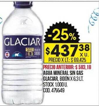 Coto Agua mineral sin gas glaciar bidón oferta