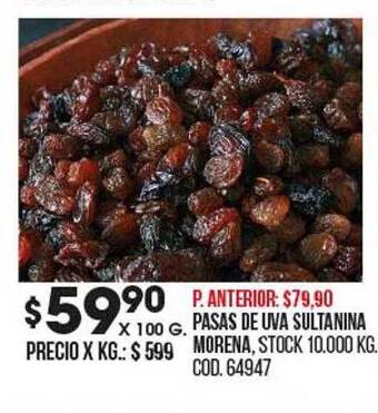 Coto Pasas de uva sultanina morena oferta