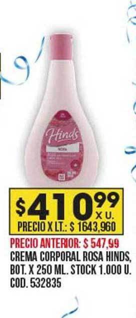 Coto Crema corporal rosa hinds bot oferta