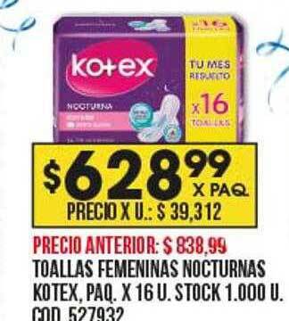 Coto Toallas femeninas nocturnas kotex oferta