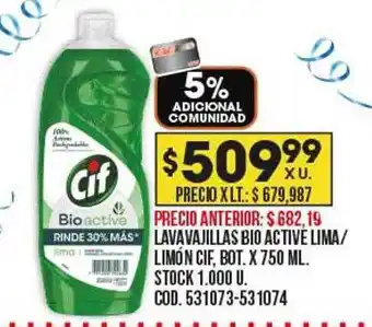 Coto Lavavajillas activé lima-limón cif bot. oferta