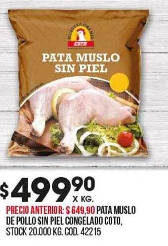 Coto Pata muslo de pollo sin piel congelado coto oferta