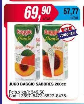 Maxiconsumo Jugo baggio sabores oferta