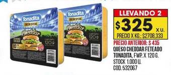 Coto Queso cheddar feteado tonadita oferta