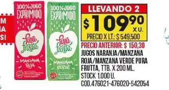Coto Jugos naranja-manzana roja-manzana verde pura frutta oferta