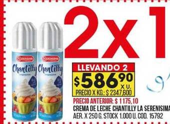 Coto Crema de leche chantilly la serenisima oferta