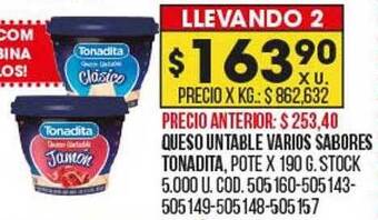 Coto Queso untable varios sabores tonadita oferta