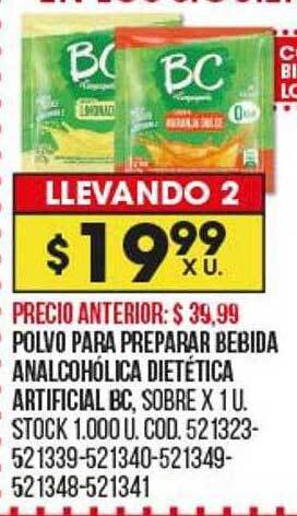 Coto Polvo para preparar bebida analcohólica dietética artificial bc oferta